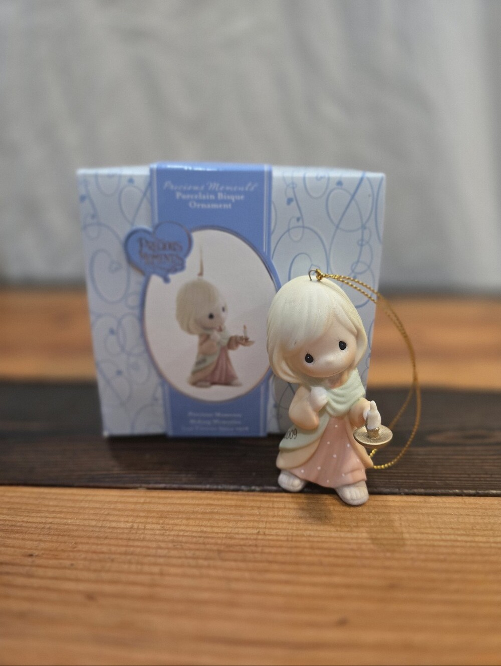 Precious Moments Porcelain Figurine Ornament in Pastel Pink and Cream